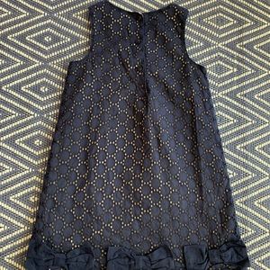 Navy blue girls eyelet dress
